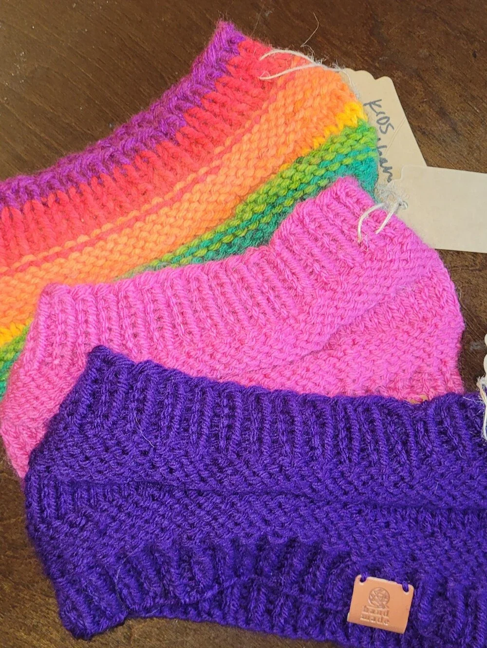 Kids Knit Headbands - Purple, Pink, Rainbow